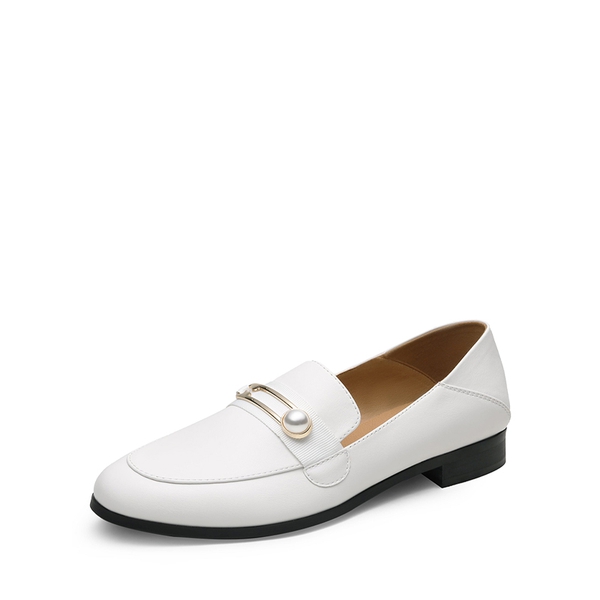 Comfortable Casual Round Toe Loafers - BEIGE WHITE PU -  0